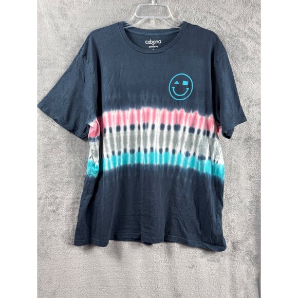Cabana By Crown & Ivy XL Tie-Dye Cotton T-Shirt With Smiley Face Design - Picture 2 of 13